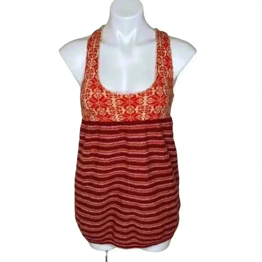 Free people fair isle alpine wool knit tank top sweater Fairycore size small